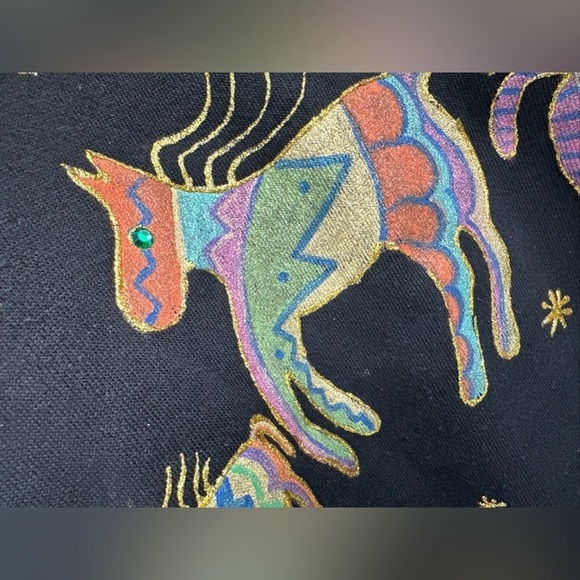 Sweatshirt Art to Wear USA Women’s Large Black Y2K VTG 80’s Upcycled Horses - Picture 5 of 6